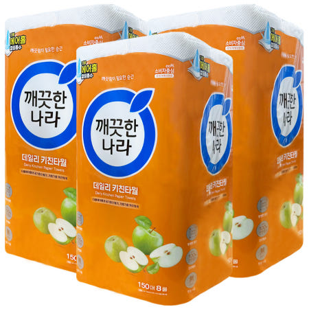 깨끗한나라 데일리 키친타올 150매 8롤 x 3팩
