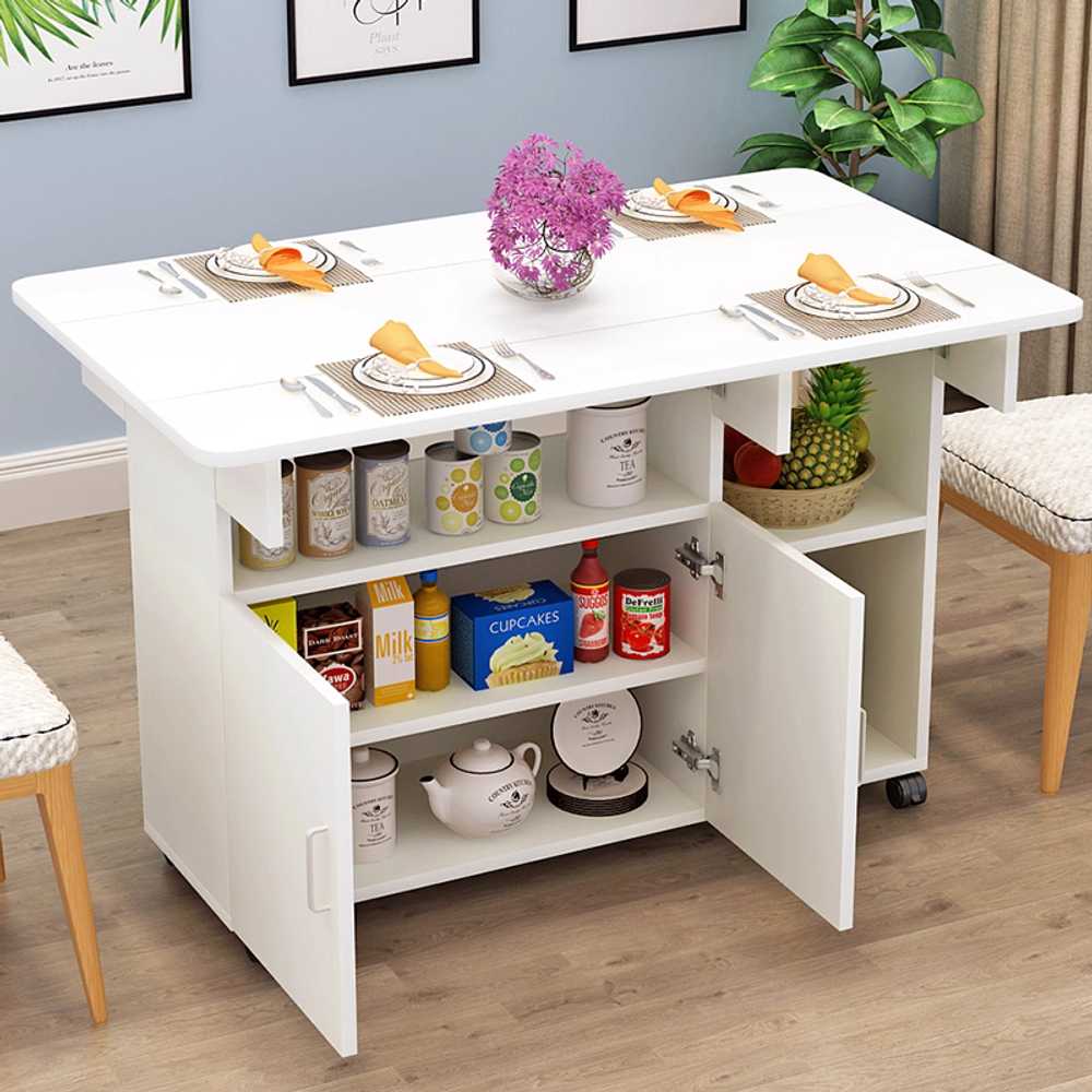 주방 접이 조리대 가정 사용 간단 펼침 편리 작업성 70x120cm 화이트 - 상세 이미지 4