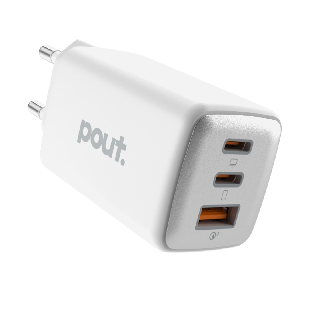 파우트 65W PD 3.0 PPS GaN 초고속 멀티 충전기 어댑터 화이트