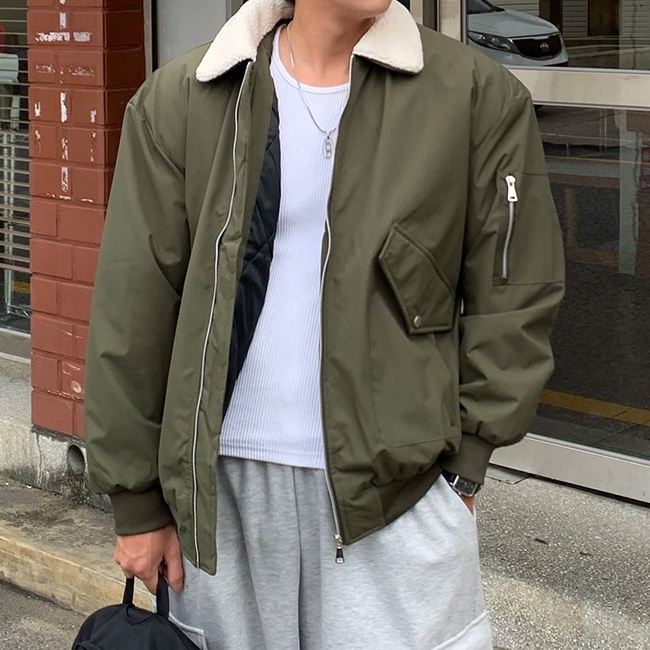 남자 튜트 오버핏 겨울 양털 카라 항공 패딩 점퍼 빅사이즈까지 이미지 7