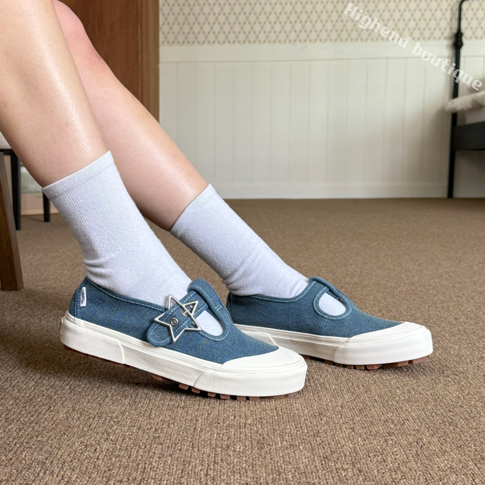 반스 메리제인 플랫 슈즈 여성 단화 데님 블루, 230