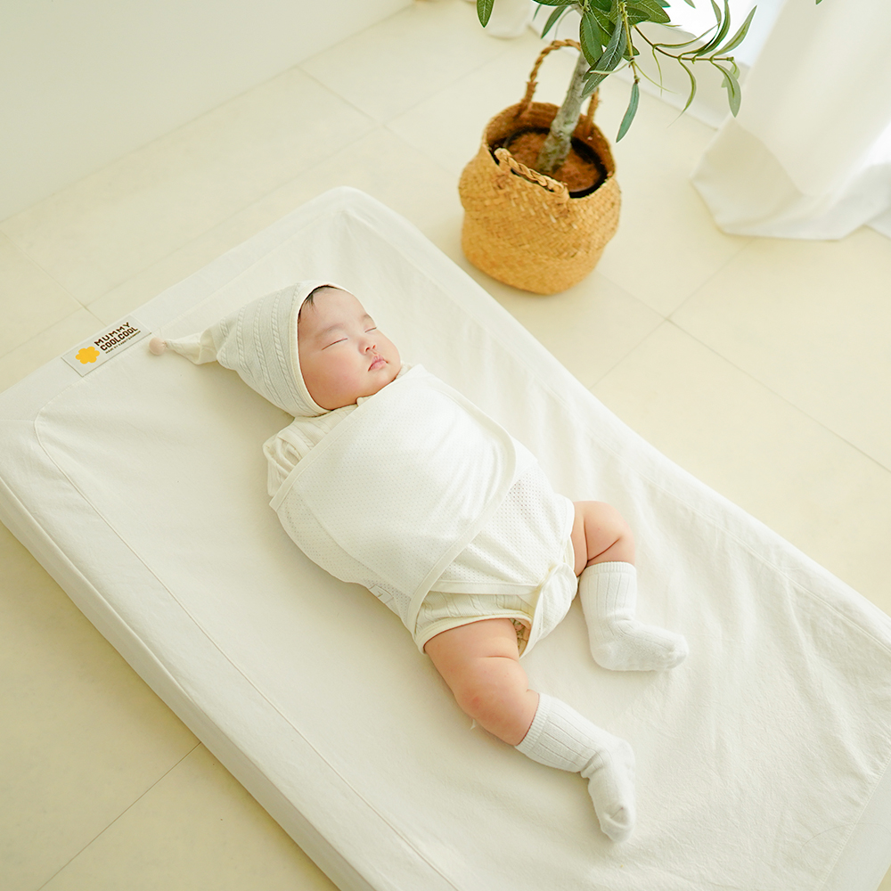 머미쿨쿨 무소음 스와들 스트랩 수트 모로반사 신생아 스와들 업다운 아기 속싸개 순면S화이트