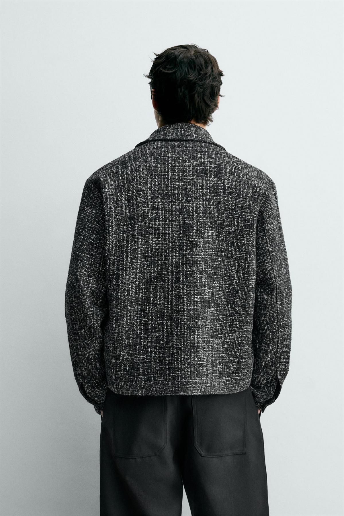 자라 테크니컬 텍스처 크롭 오버셔츠 자켓 6861/110 CHARCOAL GREY - 상세 이미지 4