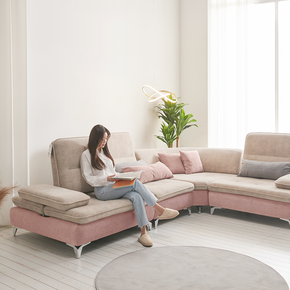 바이미 이지클린 아쿠아텍스 패브릭 모듈 코너 스윙 소파 sk 연그레이, 3.5인용