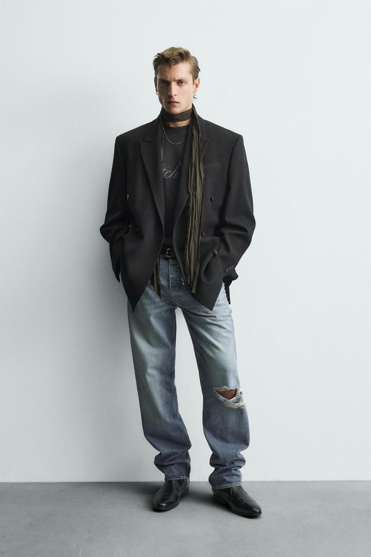 자라 프리미엄 더블브레스트 핀스트라이프 수트 블레이저 9393/911 BLACK - 상세 이미지 2