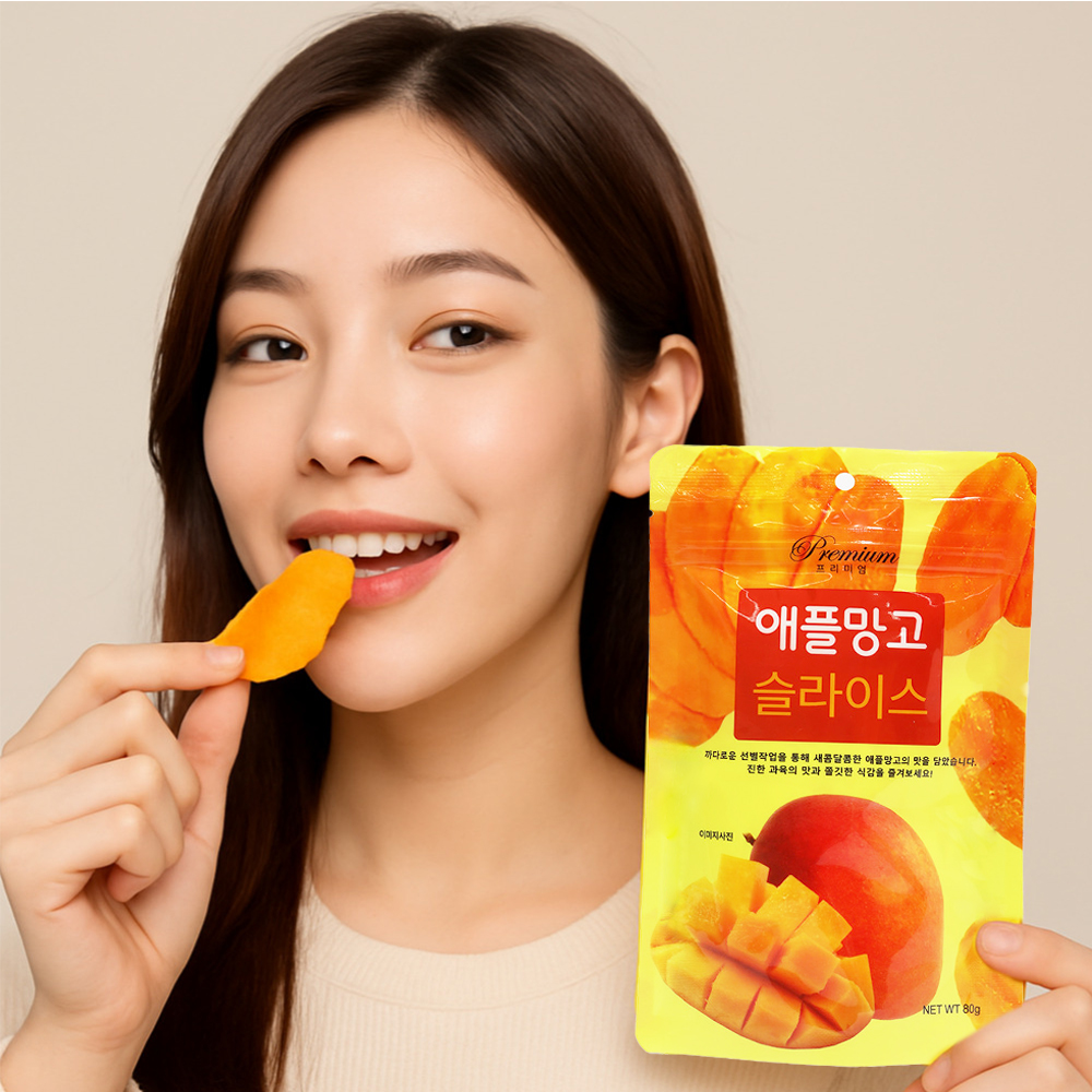 건망고 함량 95% 말랭이 베트남 말린 애플망고 슬라이스 80g, 5개 - 상세 이미지 3