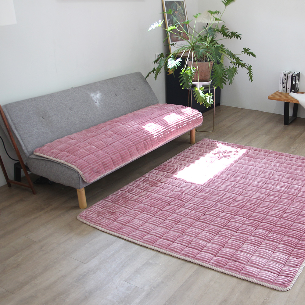 두툼한 극세사 드림 쿠션패치 거실러그 겨울용 그레이, 슈퍼싱글 110x200cm