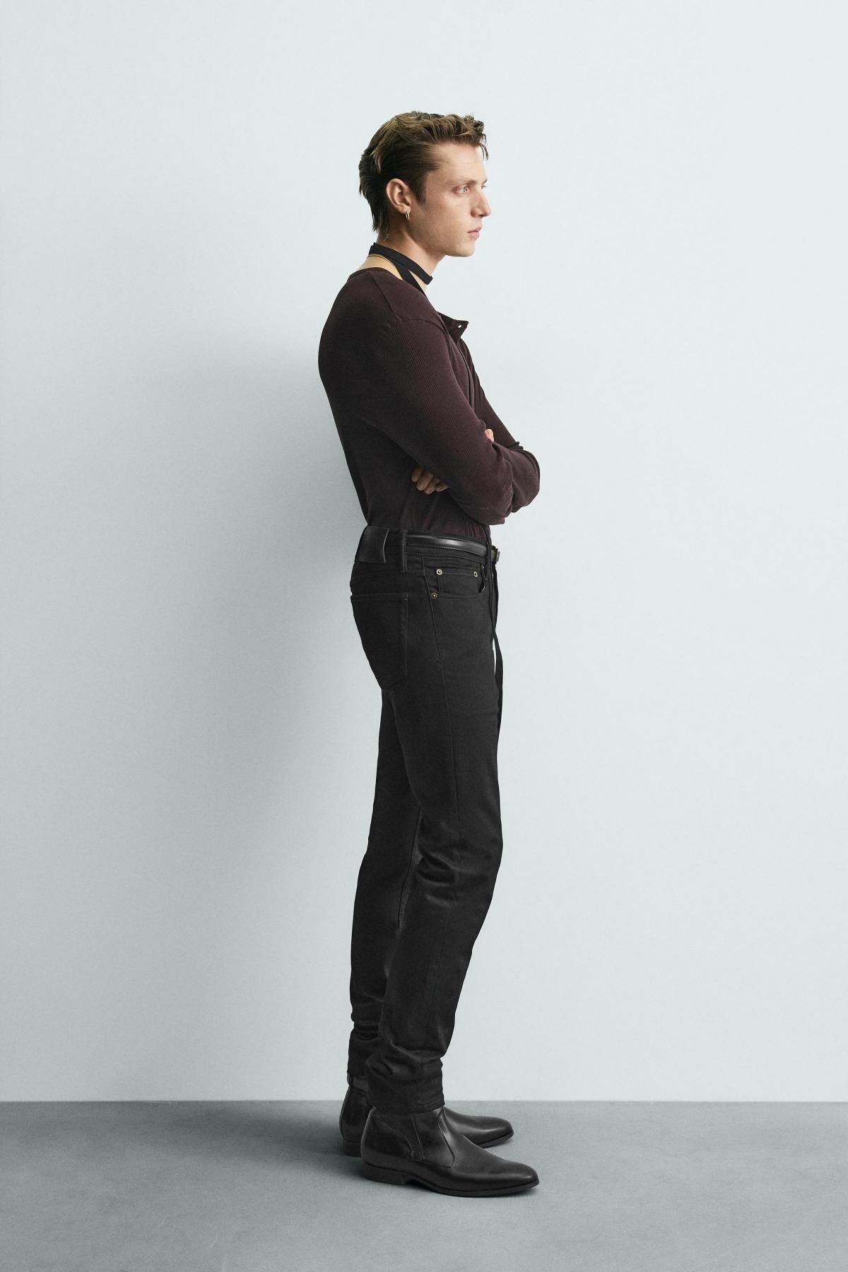 자라 테크니컬 라운드 헨리넥 긴팔 티셔츠 0722/400 BURGUNDY - 상세 이미지 5