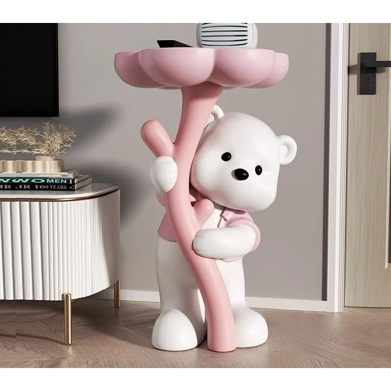 폴라베어 허그 테이블 거실사이드테이블 소파 간이테이블 수납 기능 이동식 활용도 높은 디자인 62cm 핑크 A - 상세 이미지 4