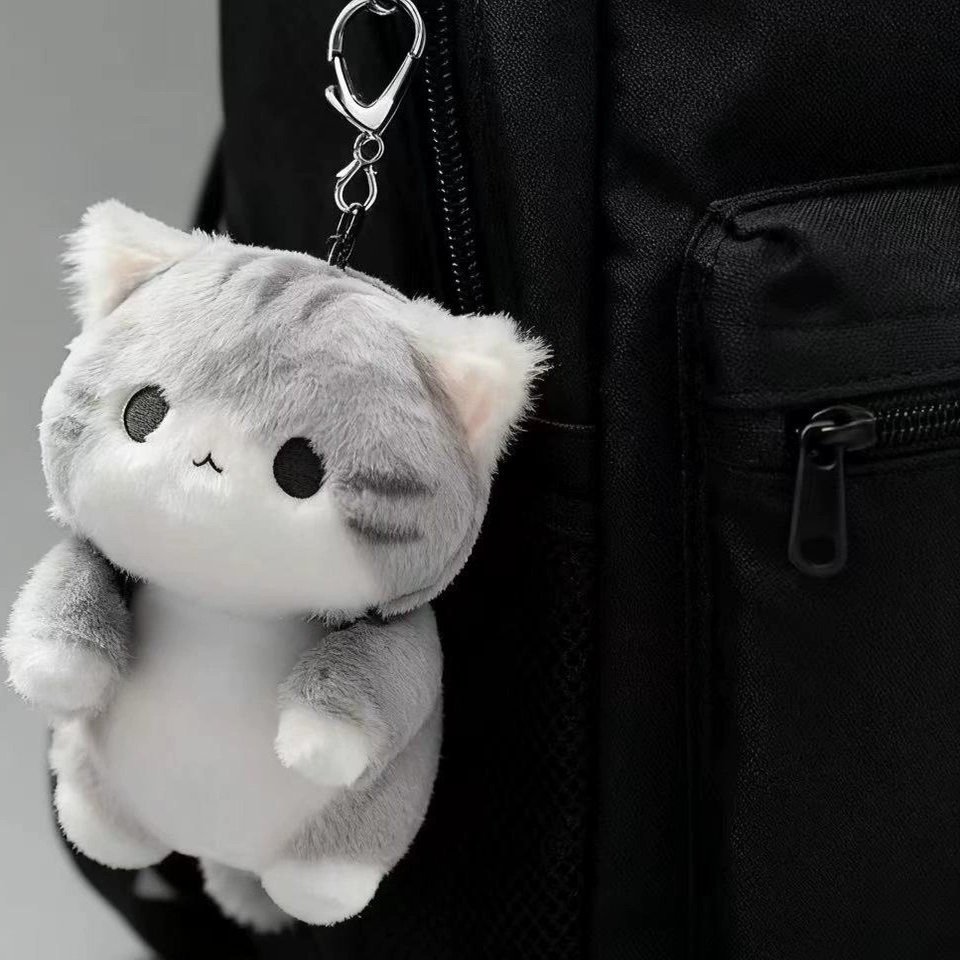 회색 고양이 인형 가방고리 키링 열쇠고리 포토 털 대량 굿즈 보관 투명 만들기 에어팟 - 상세 이미지 5