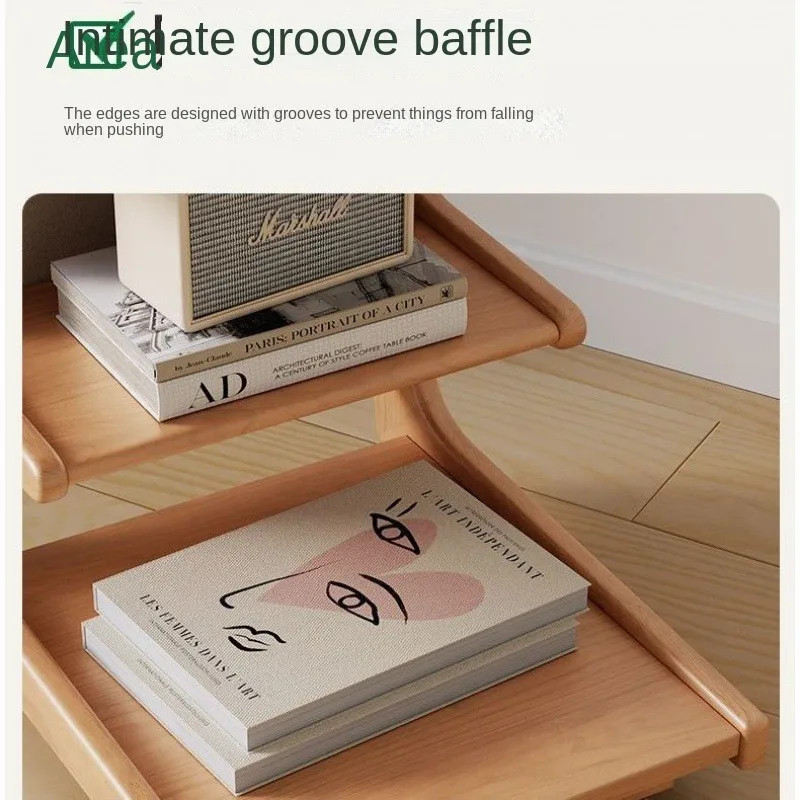 이동식 원목 사이드테이블 소파 침대 거실용 수납 겸용 간이테이블 인테리어 활용도 높은 실용적인 디자인 40CM 월 호두나무 색상 - 상세 이미지 4