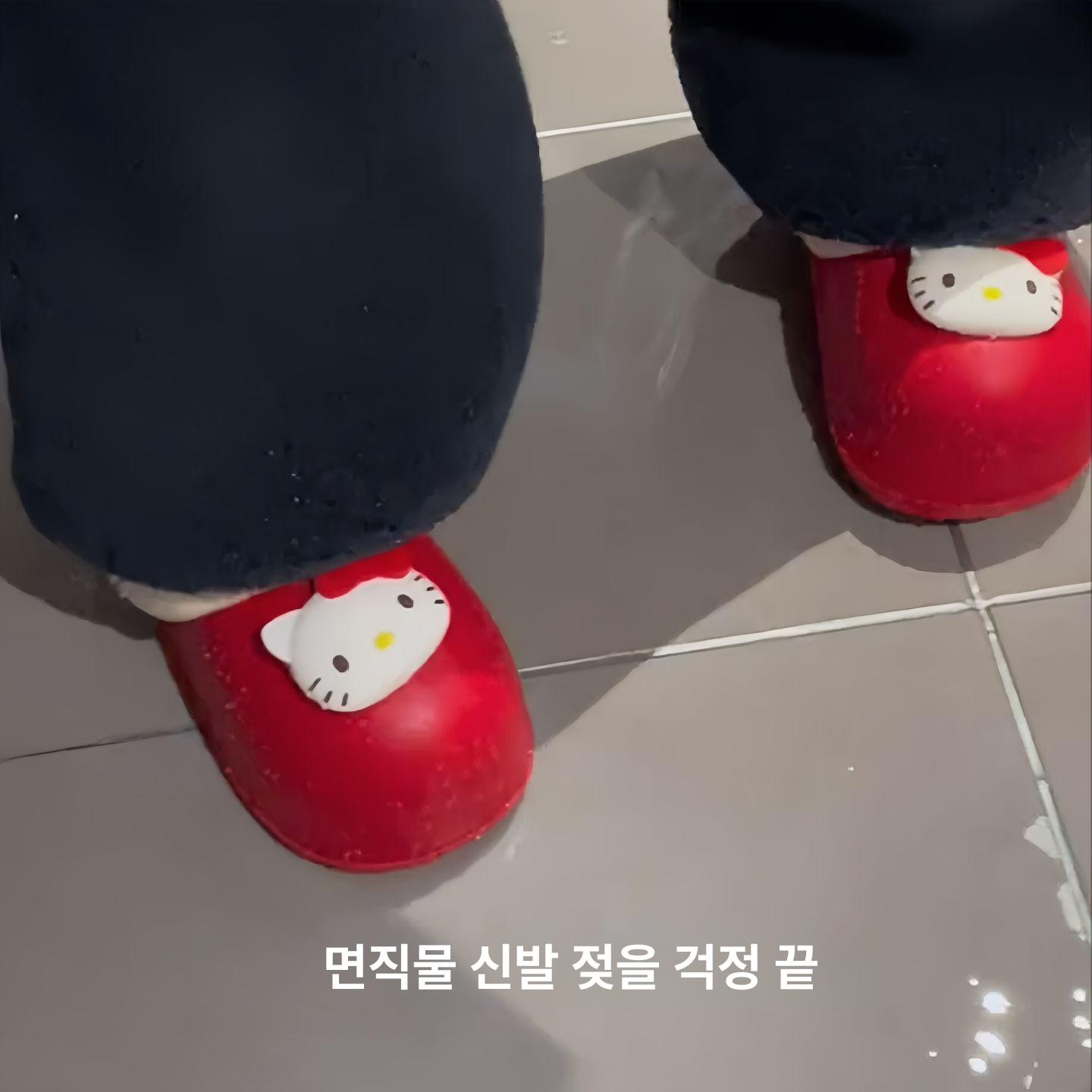 산리오 슬리퍼 실내화 플러시 두꺼운 밑창 방수 사무실 거실 키티 시나모롤 쿠로미 레드캣 백토 36-37 - 상세 이미지 5