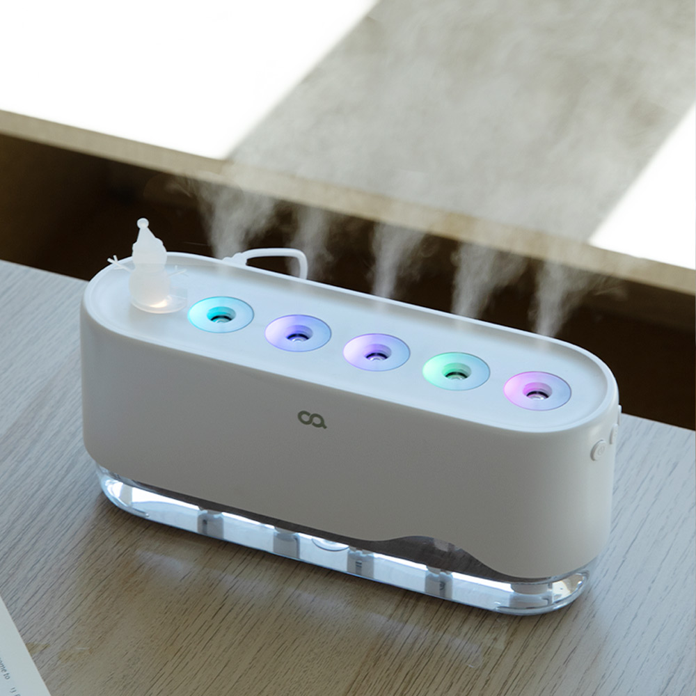 오아 뮤직씽크 미니 휴대용 초음파 가습기 사무실 책상 탁상용 듀얼 필터 음성인식 무드등