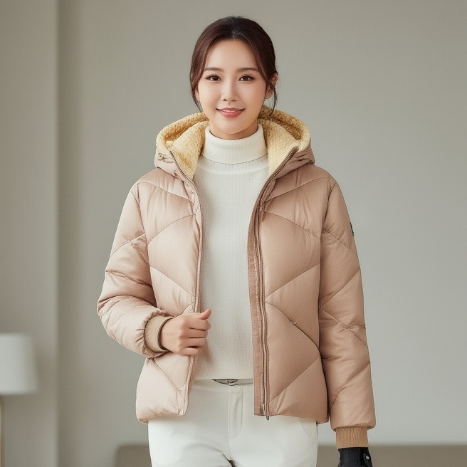 FANTOM 팬텀골프 겨울 여자 골프웨어 퀼팅 후디 덕다운 패딩점퍼 - 상품 이미지