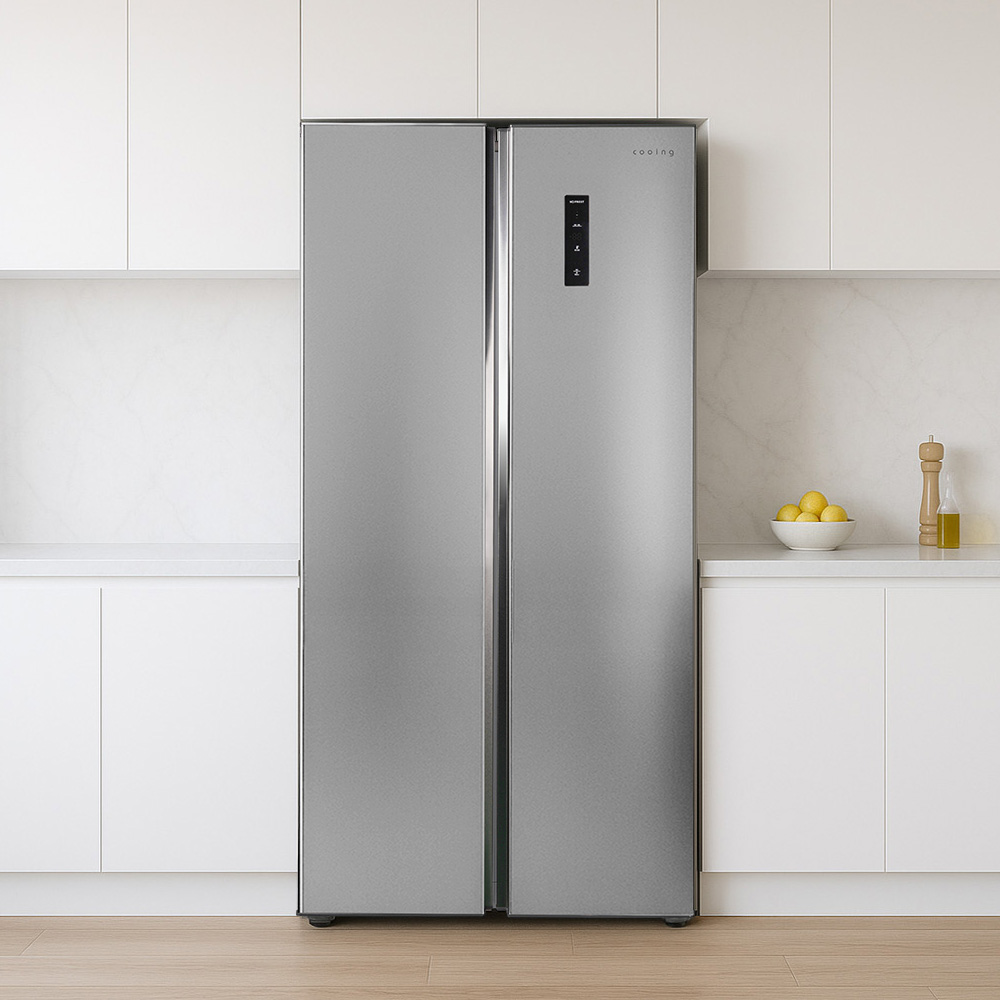 쿠잉 2도어 양문형냉장고 SBS410 대용량 저소음 신혼 프리스탠딩 메탈