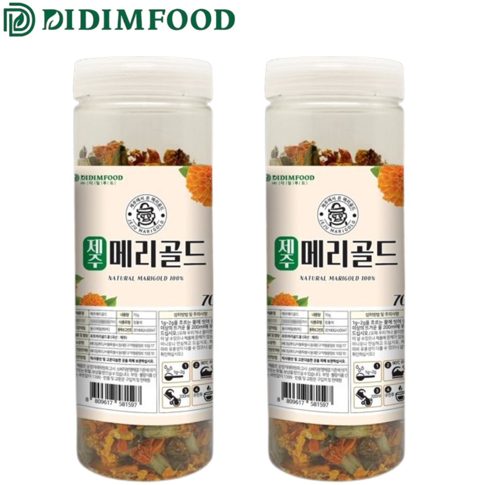 디딤푸드 프리미엄 제주 메리골드 꽃차 100% 70g 2병 마리골드 금잔화 꽃잎차 전통차 - 상품 이미지