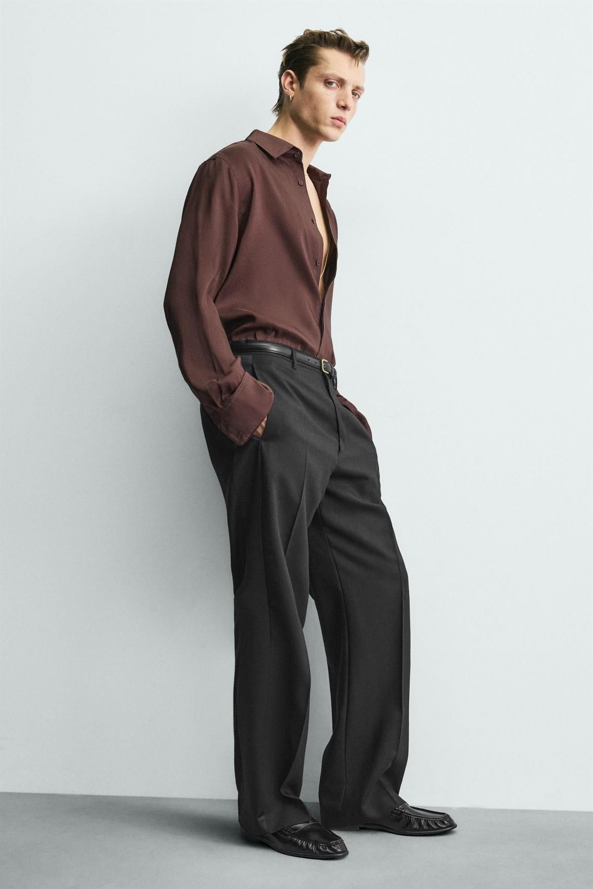 자라 한정판 울 와이드 턱시도 팬츠 9396/891 BLACK - 상세 이미지 5