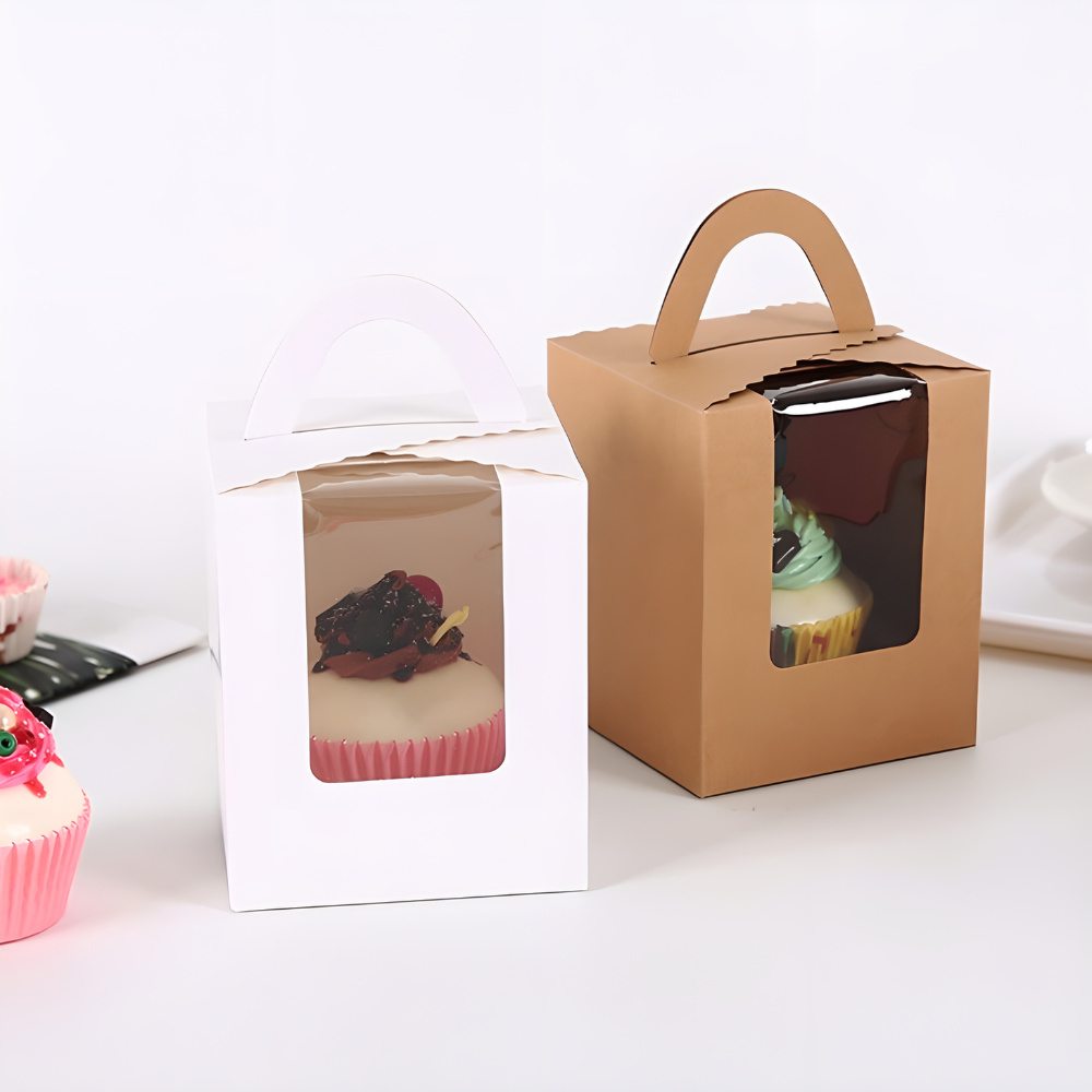 투명창 머핀 선물 상자 고급 답례품 포장 컵케이크 종이 미니 손잡이 디저트 박스 1구