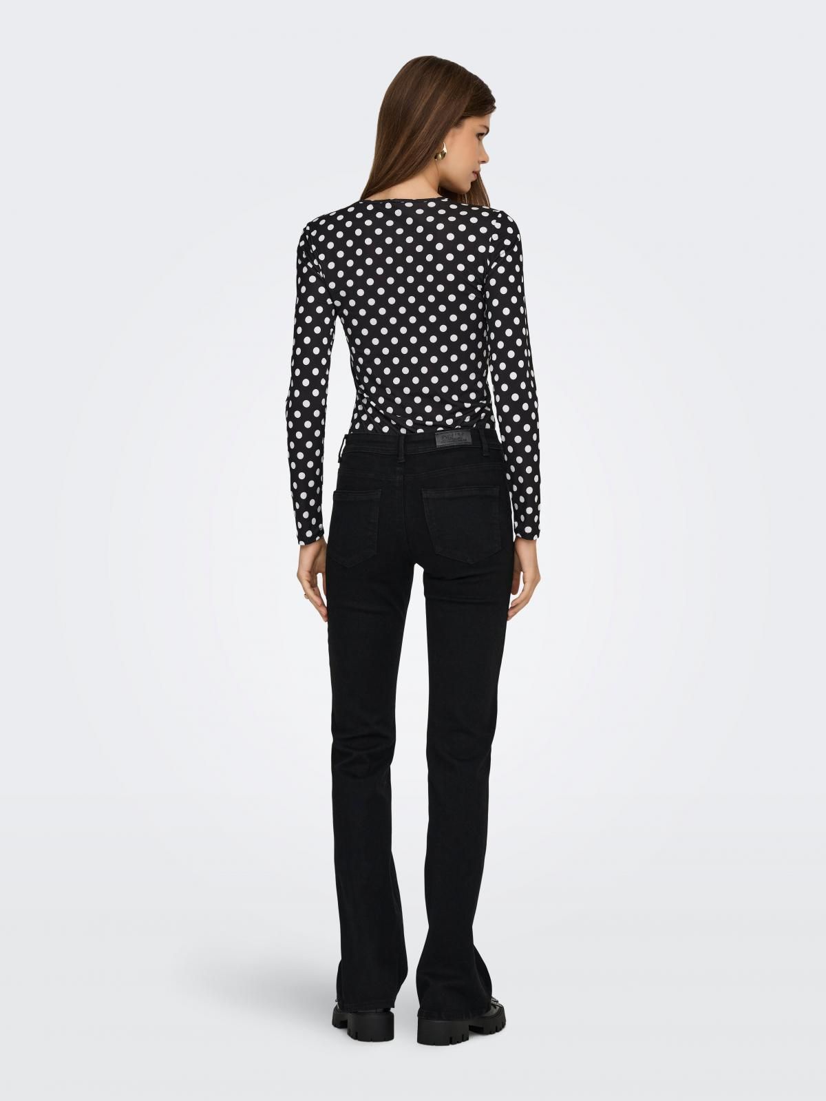 온리 테크니컬 미드웨이스트 플레어핏 데님 팬츠 15318586_8183 BLACK / WASHED BLACK - 상세 이미지 2