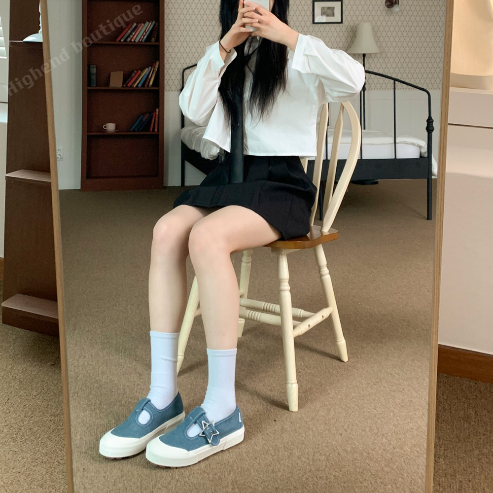 반스 메리제인 플랫 슈즈 여성 단화 데님 블루, 230