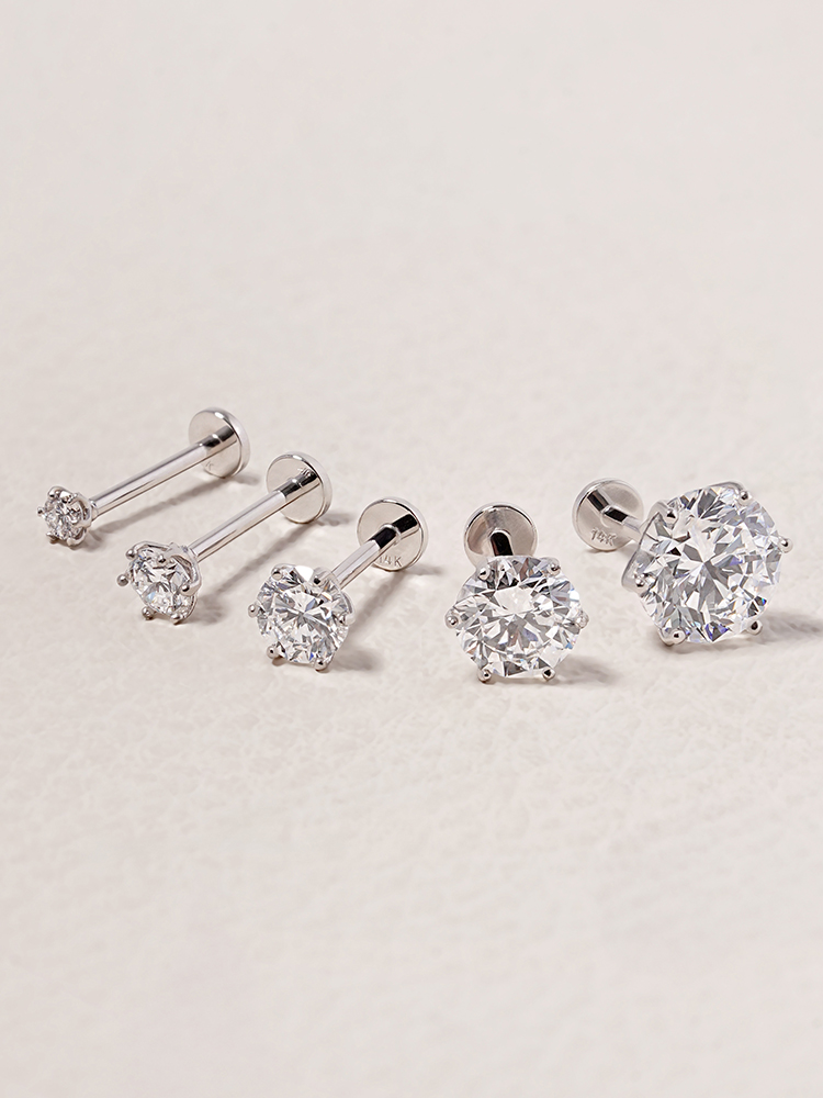 [0.8mm]14K 인터널 랩 다이아몬드 샤인 클래식 라블렛 피어싱 귀걸이 이미지
