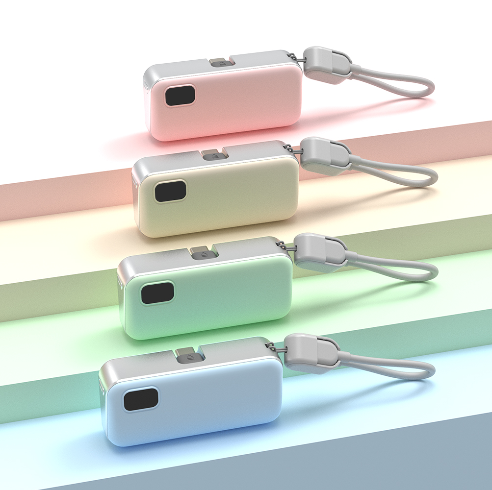 넥스트유 썬드라 BC2 C타입 도킹형 고속 충전 미니 보조배터리 5000mAh, 베이지 - 상세 이미지 2