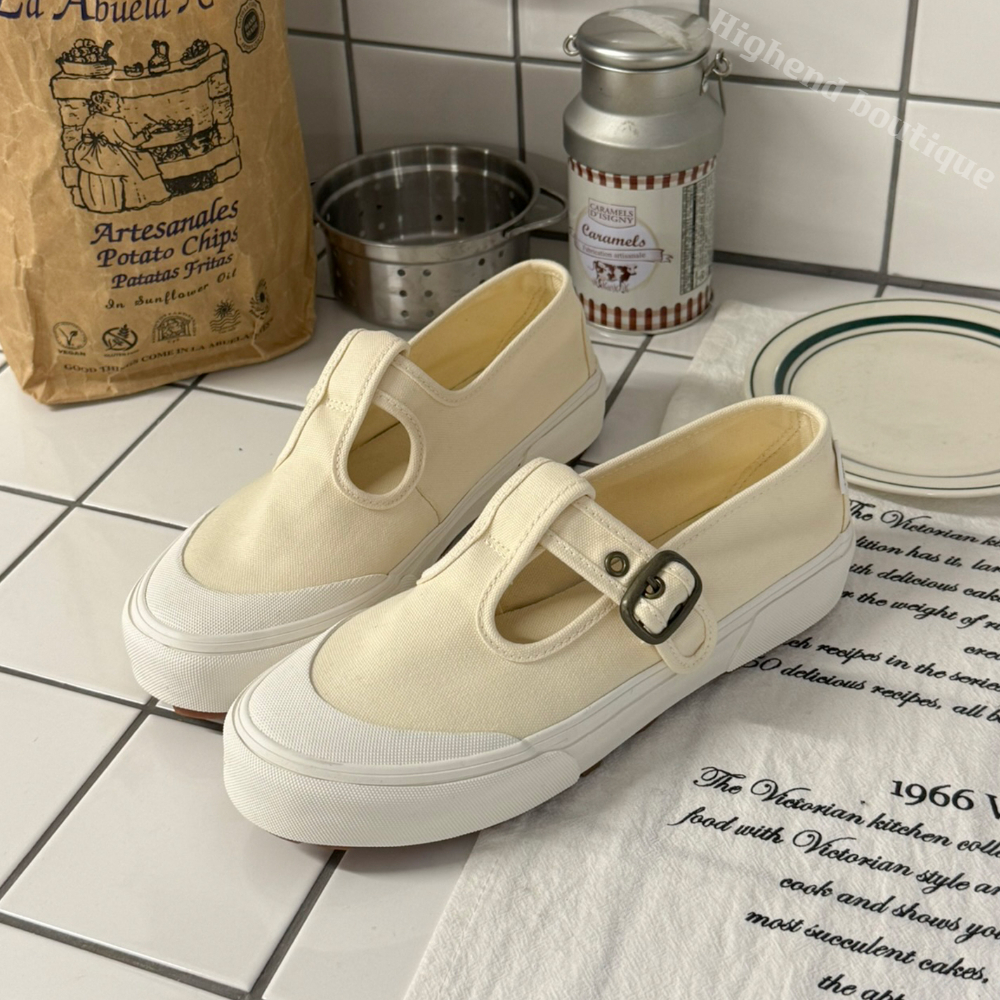 반스 메리제인 플랫 슈즈 여성 단화 아이보리, 250