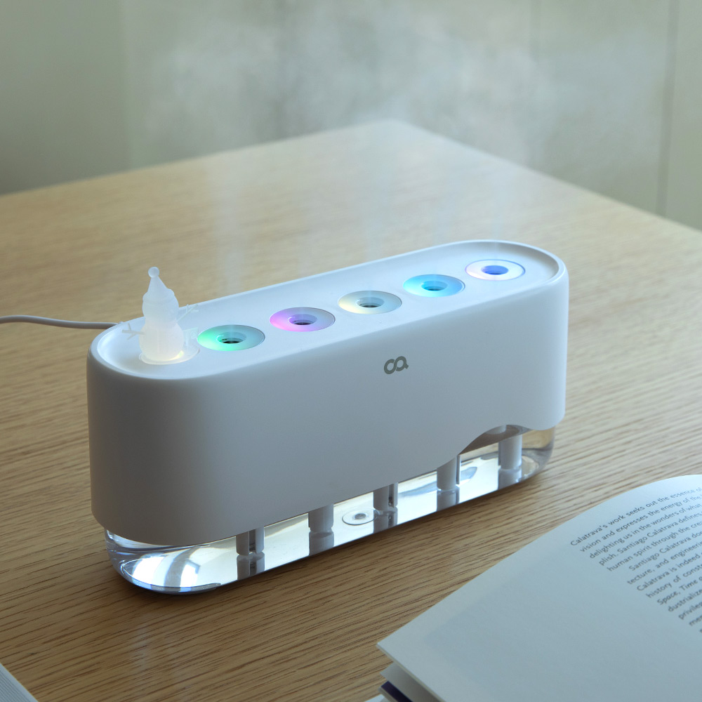 오아 뮤직씽크 미니 휴대용 초음파 가습기 사무실 책상 탁상용 듀얼 필터 음성인식 무드등