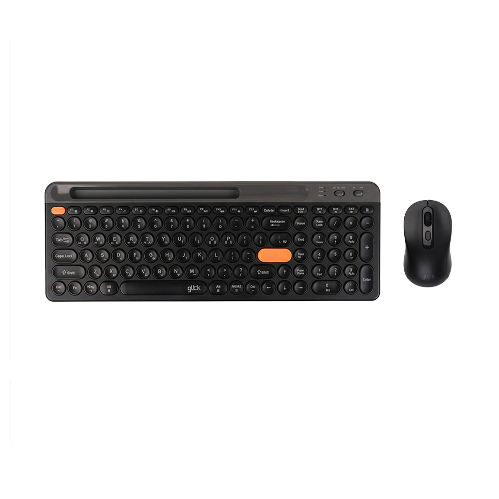지클릭커 오피스프로 WMK925 태블릿 멀티페어링 무선 무소음 블루트스 키보드 미니 마우스 세트 에스프레소 블랙 - 상품 이미지