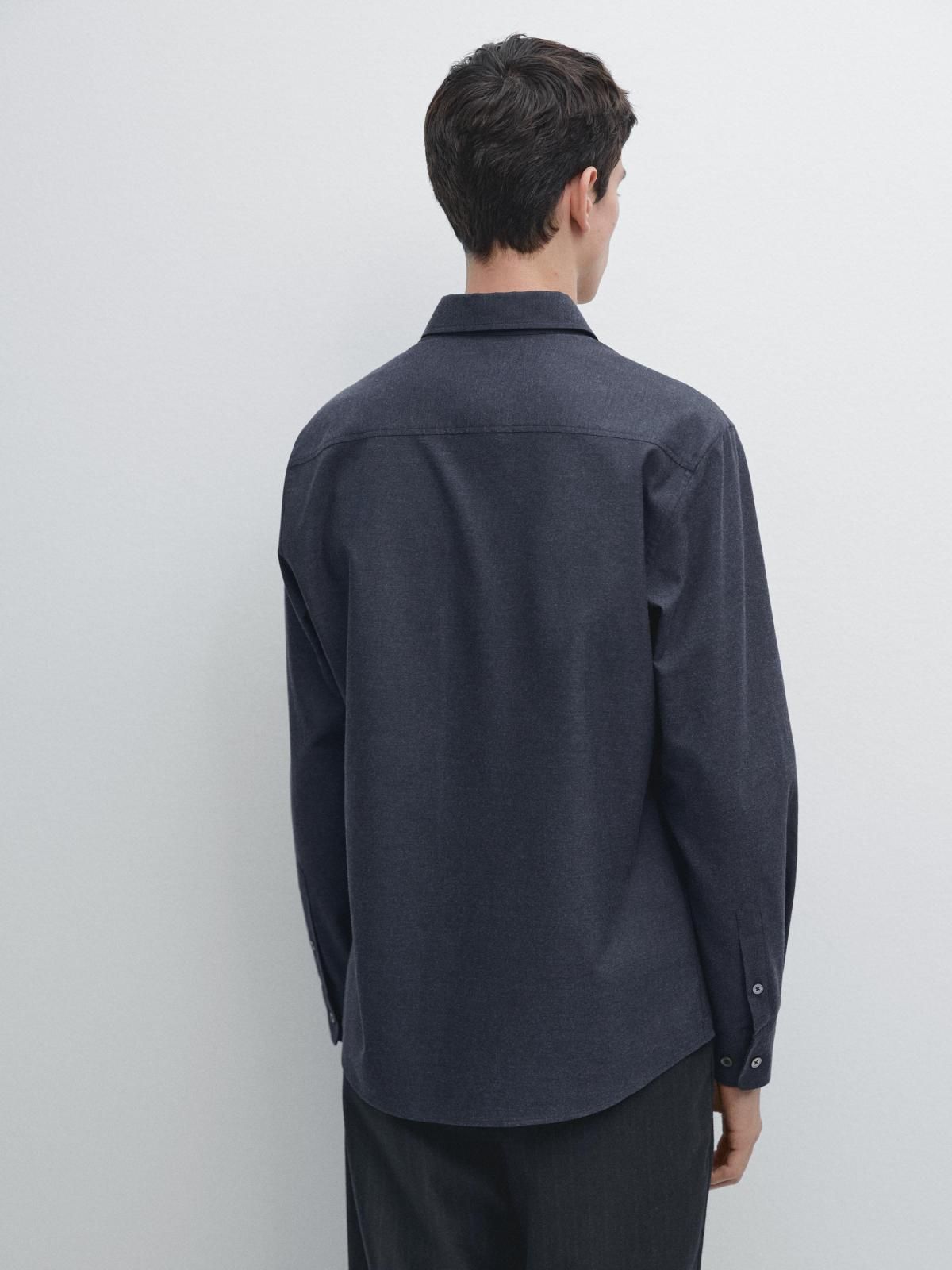 마시모두띠 테크니컬 멜란지 옥스포드 긴팔 셔츠 1901/298 NAVY BLUE - 상세 이미지 4