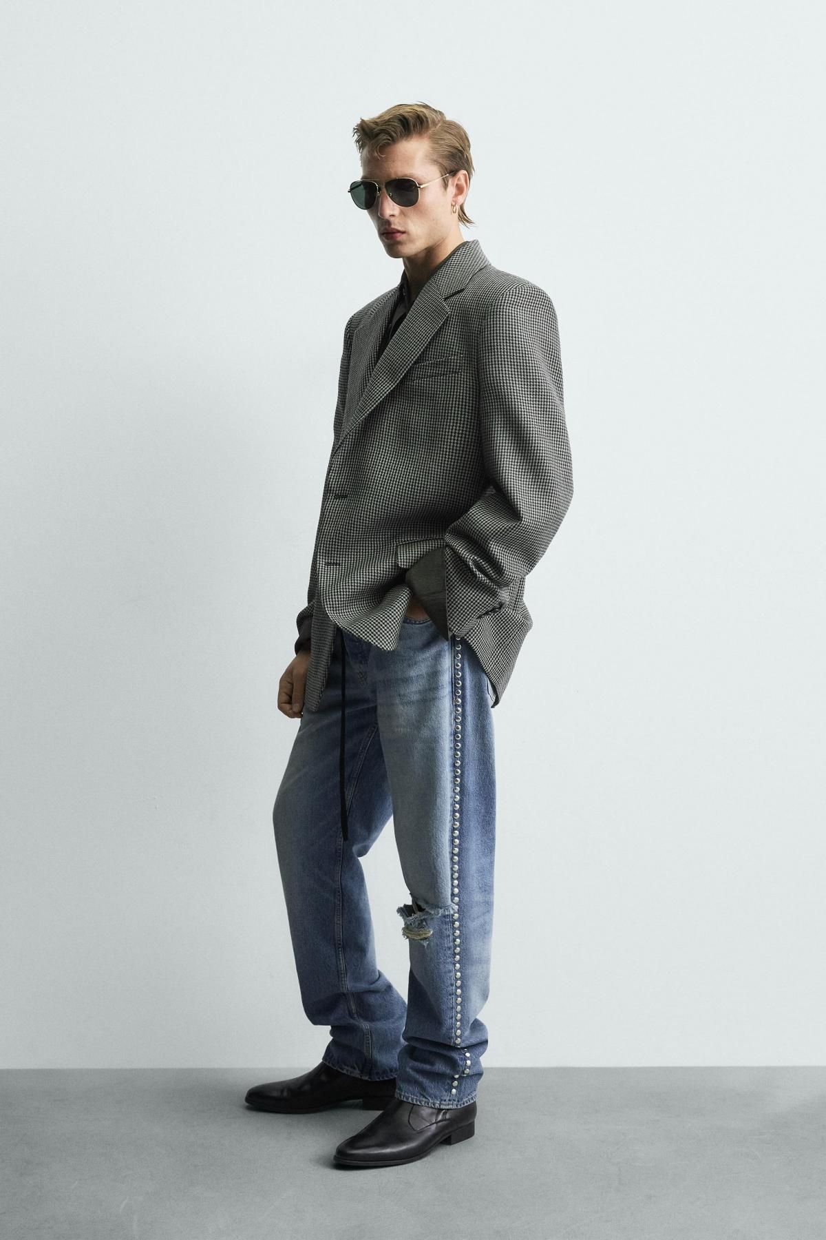 자라 한정판 하운드투스 울 테일러드 재킷 9390/887 BLACK / WHITE - 상세 이미지 5