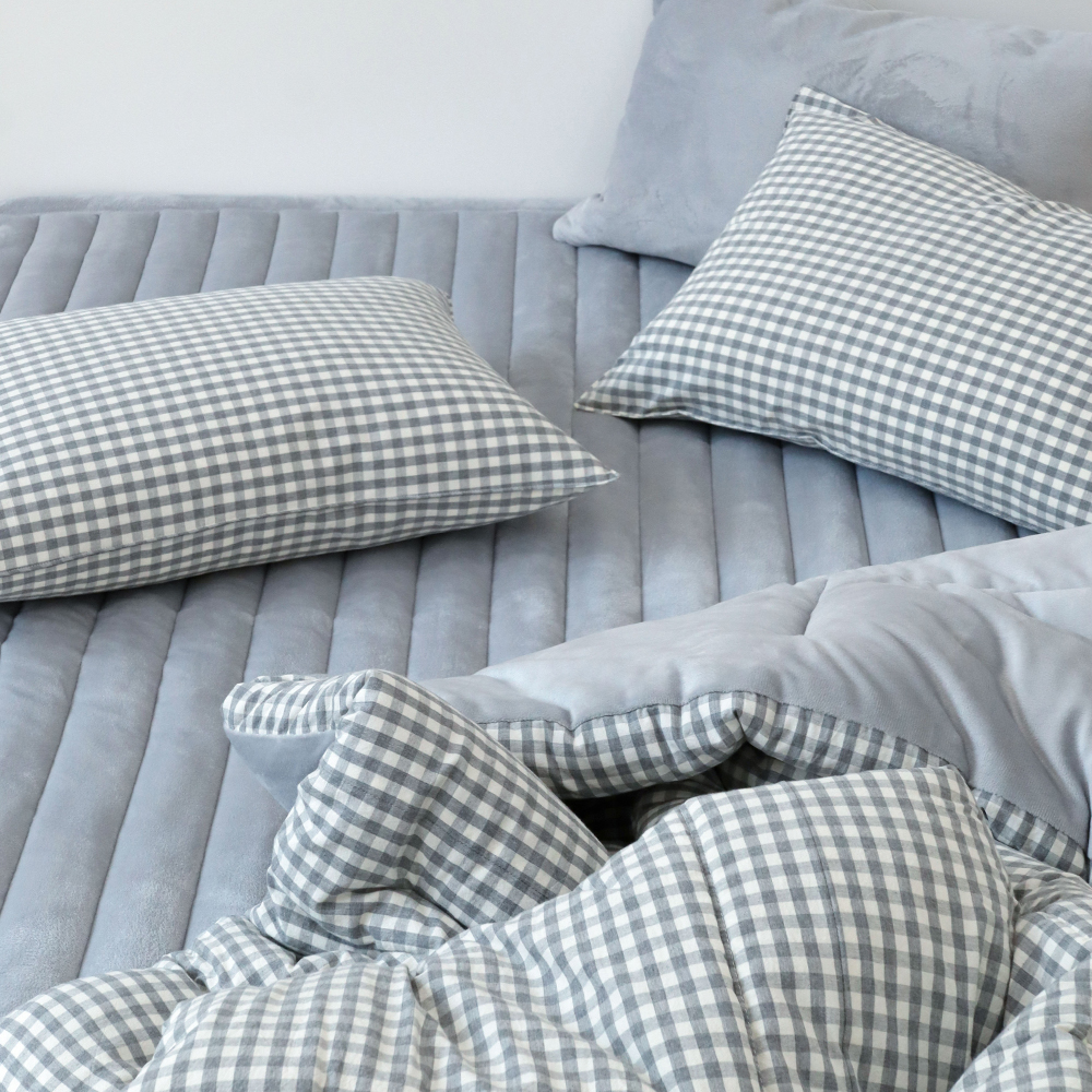 깅엄 체크 겨울이불 먼지없는 워싱 광목 순면 단모 극세사 알러지케어 차렵이불 세트 SS