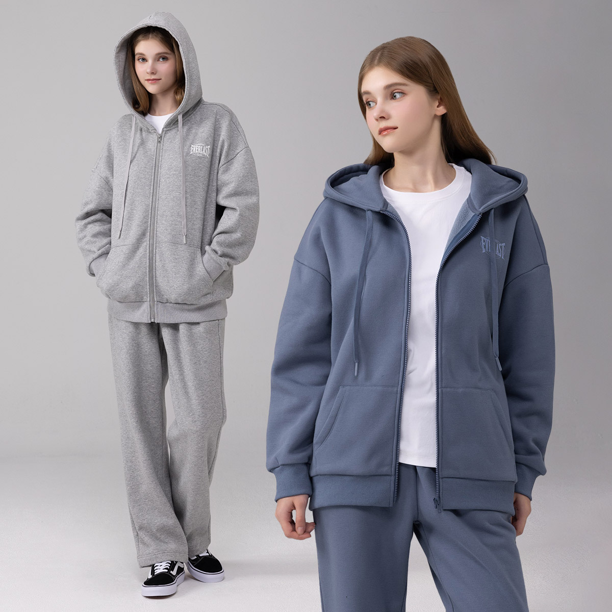 에버라스트 여성 기모 트레이닝복 세트 후드집업+일자팬츠 제품 이미지
