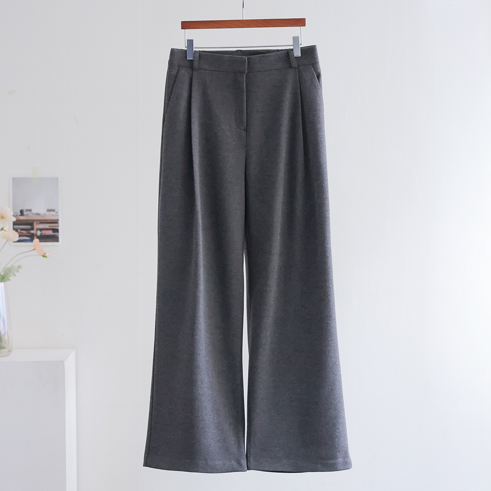 [오픈할인/정상가42800] 데뷰 부드럽고 도톰한 양기모 핀턱 밴딩 와이드 슬랙스 겨울 팬츠 - 상세 이미지 3