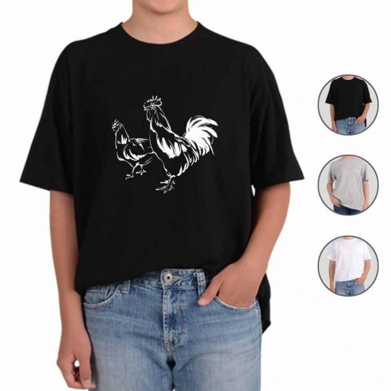 가족티 디자인 아동반팔티 꼬끼오 남자면티 닭은 - 상품 이미지