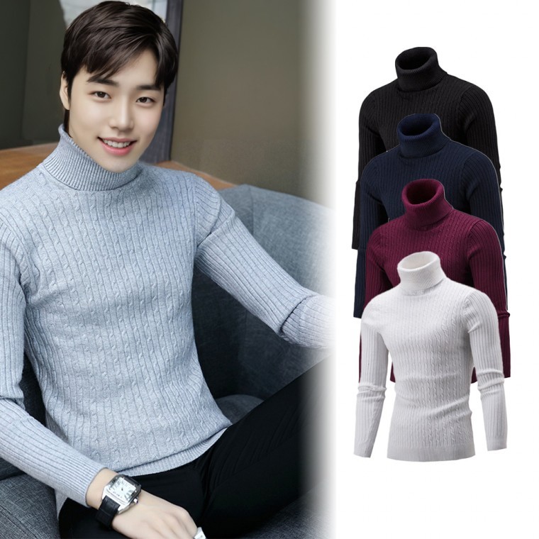 가을 겨울 긴팔 목티 터틀넥니트 꽈배기니트 케이블 정장 니트 - 상품 이미지