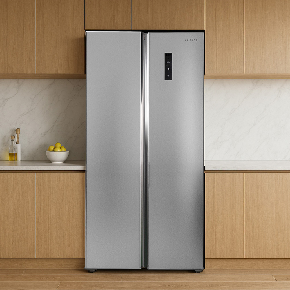 쿠잉 2도어 양문형냉장고 SBS410 대용량 저소음 신혼 프리스탠딩 메탈