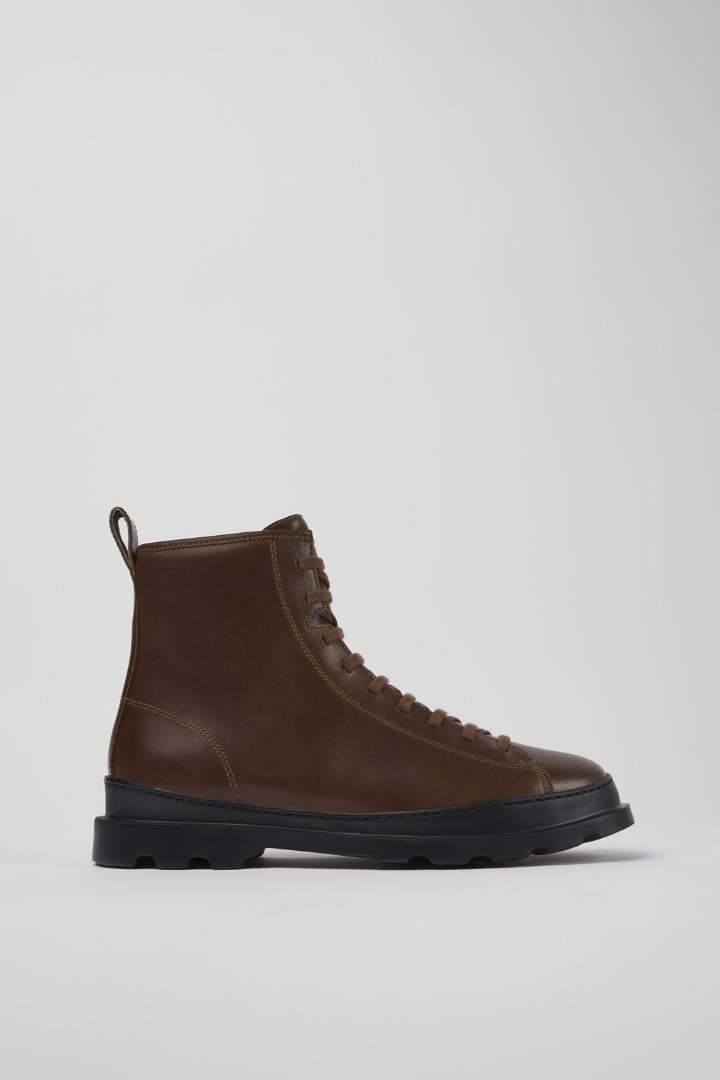 캠퍼 브라운 레더 레이스업 미들부츠 Brutus K300245-026 BROWN - 상품 이미지