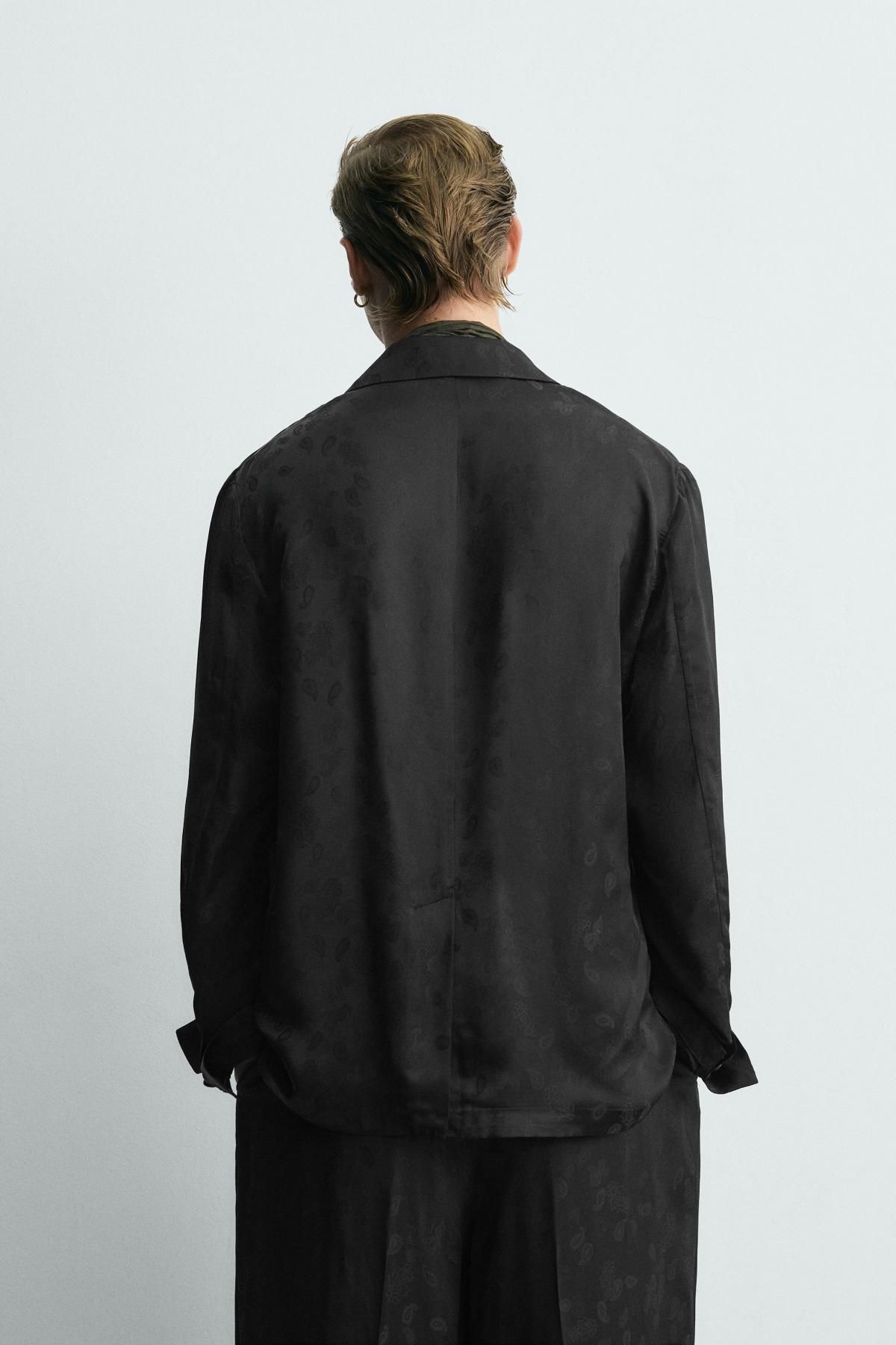 자라 한정판 페이즐리 자카드 릴랙스핏 블레이저 9621/430 BLACK - 상세 이미지 4