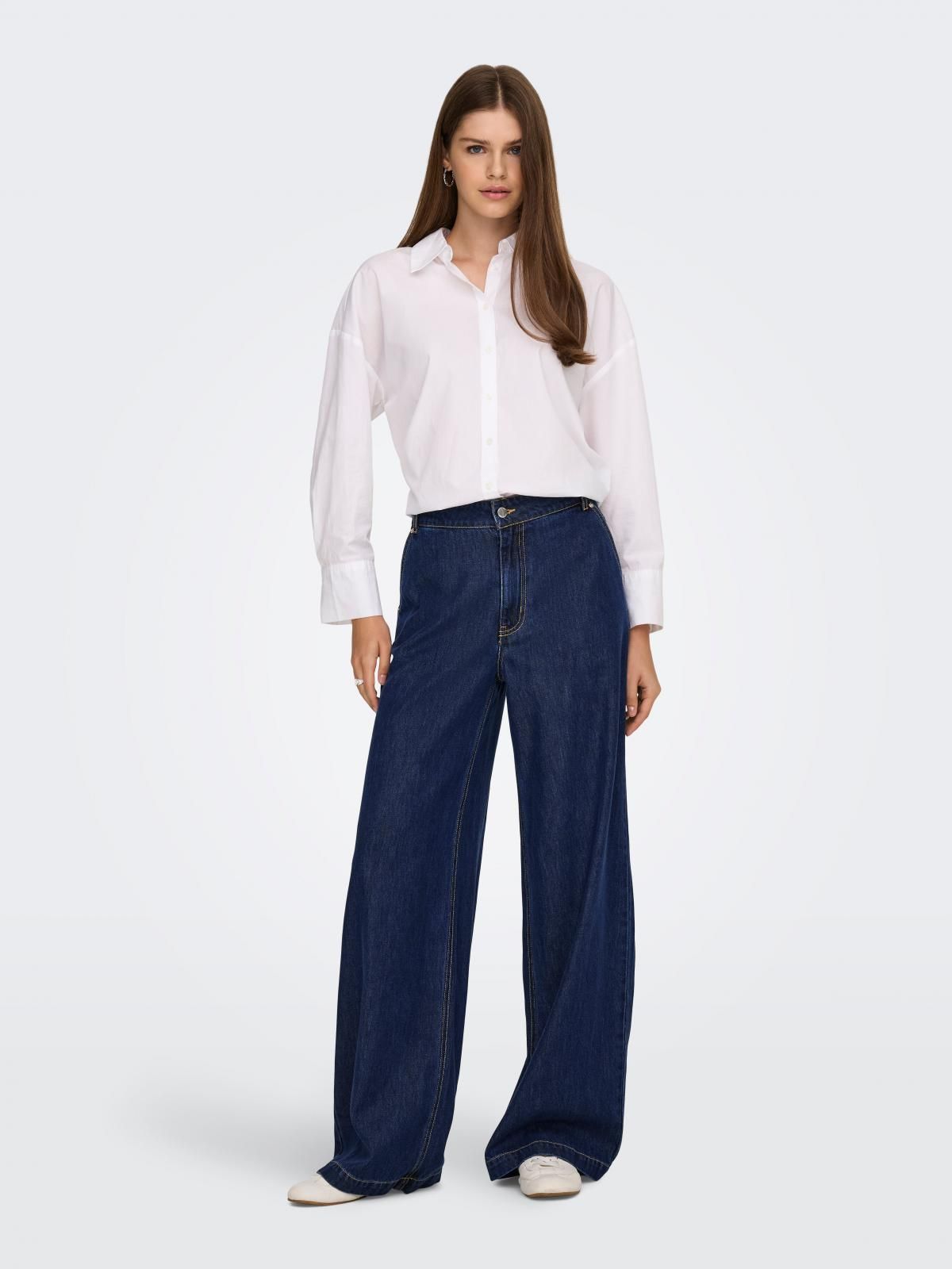 온리 데님 미드웨이스트 와이드핏 청바지 15352065_2114 BLUE / DARK BLUE DENIM - 상세 이미지 5