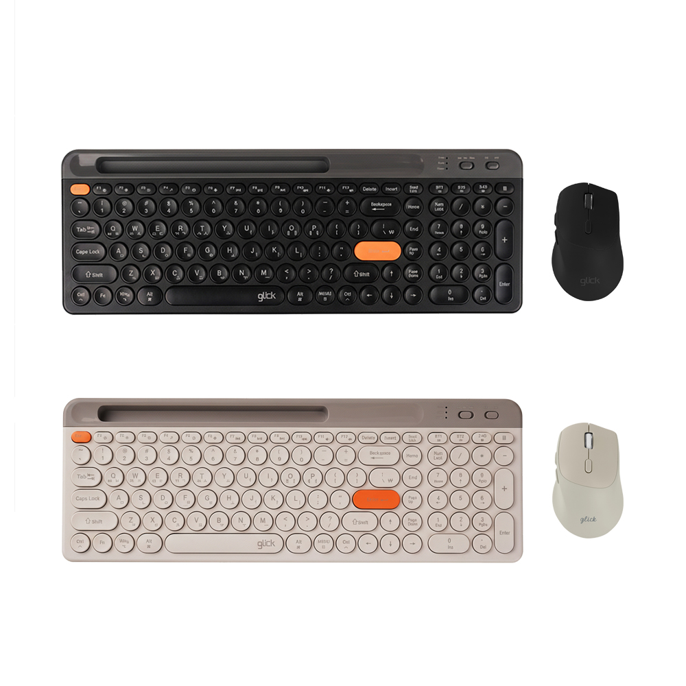 지클릭커 오피스프로 WMK930 태블릿 멀티페어링 무선 무소음 블루투스 키보드 마우스 세트 밀크카라멜 베이지 - 상세 이미지 2