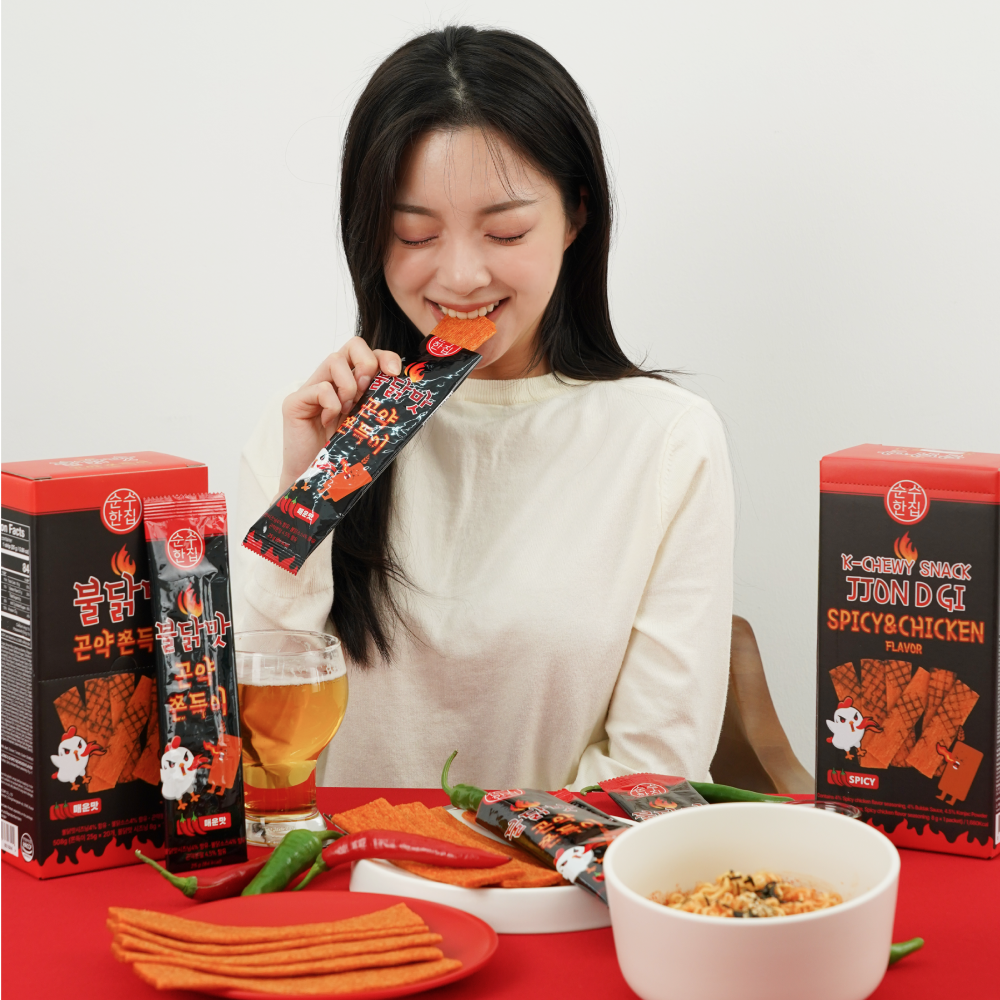 순수한집 불닭맛곤약 쫀드기 20개 쫀득이 추억의 과자 사무실 탕비실 간식 회사 옛날 문방구 이미지 3