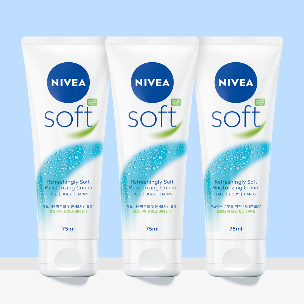 니베아 소프트 리프레싱 모이스춰라이징 크림 75ml, 3개 제품 이미지