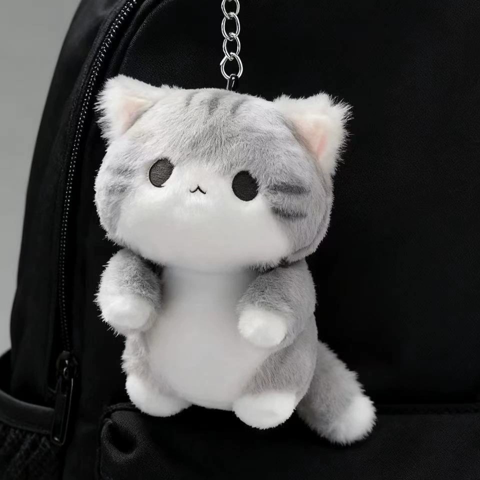 회색 고양이 인형 가방고리 키링 열쇠고리 포토 털 대량 굿즈 보관 투명 만들기 에어팟 - 상품 이미지