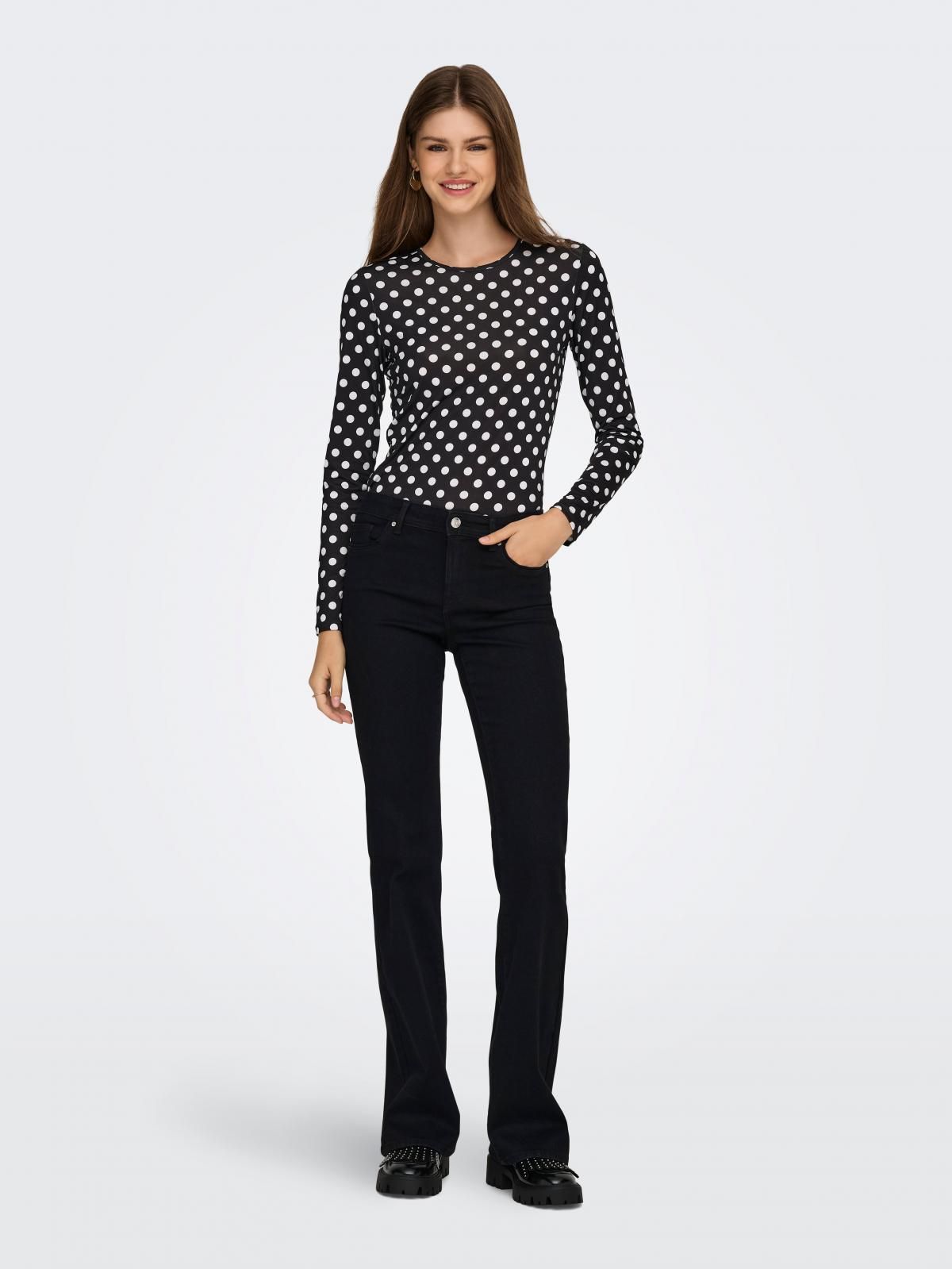 온리 테크니컬 미드웨이스트 플레어핏 데님 팬츠 15318586_8183 BLACK / WASHED BLACK - 상세 이미지 5