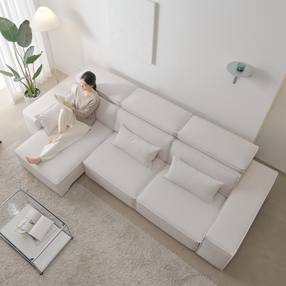 모덴 슬라이딩 무빙 소파 패브릭 리클라이너 모션쇼파 오프화이트, 3인용