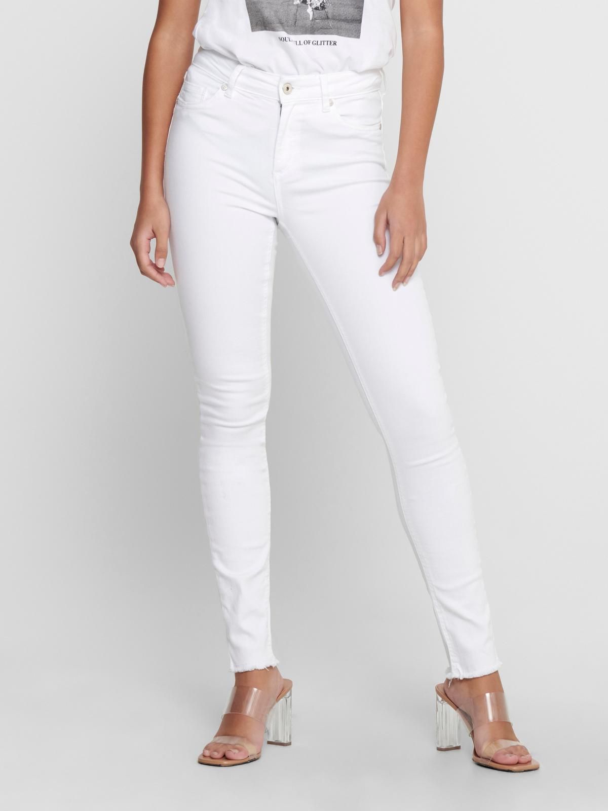 온리 화이트 미드웨이스트 스키니핏 데님 팬츠 15155438_2206 WHITE / WHITE - 상품 이미지