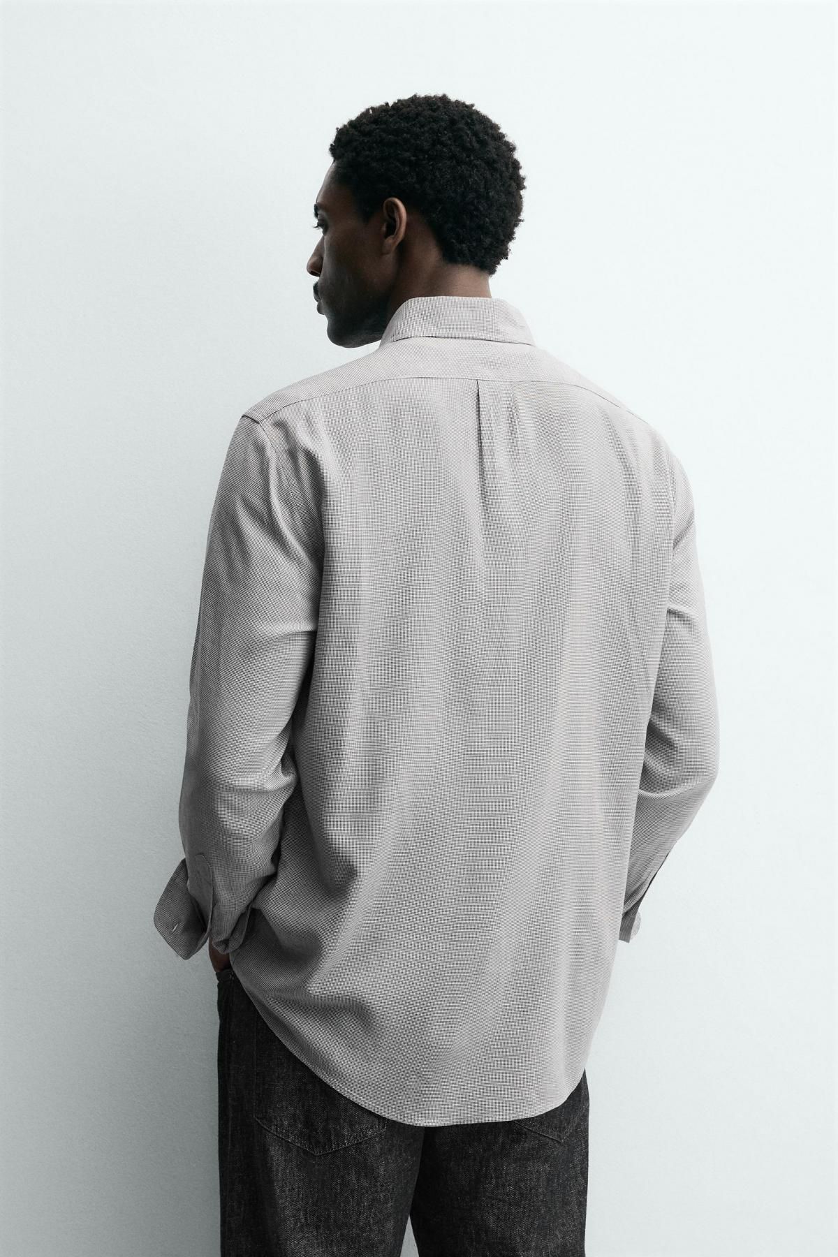 자라 체크 레귤러핏 비스코스 울 긴팔 셔츠 7545/378 GREY - 상세 이미지 4