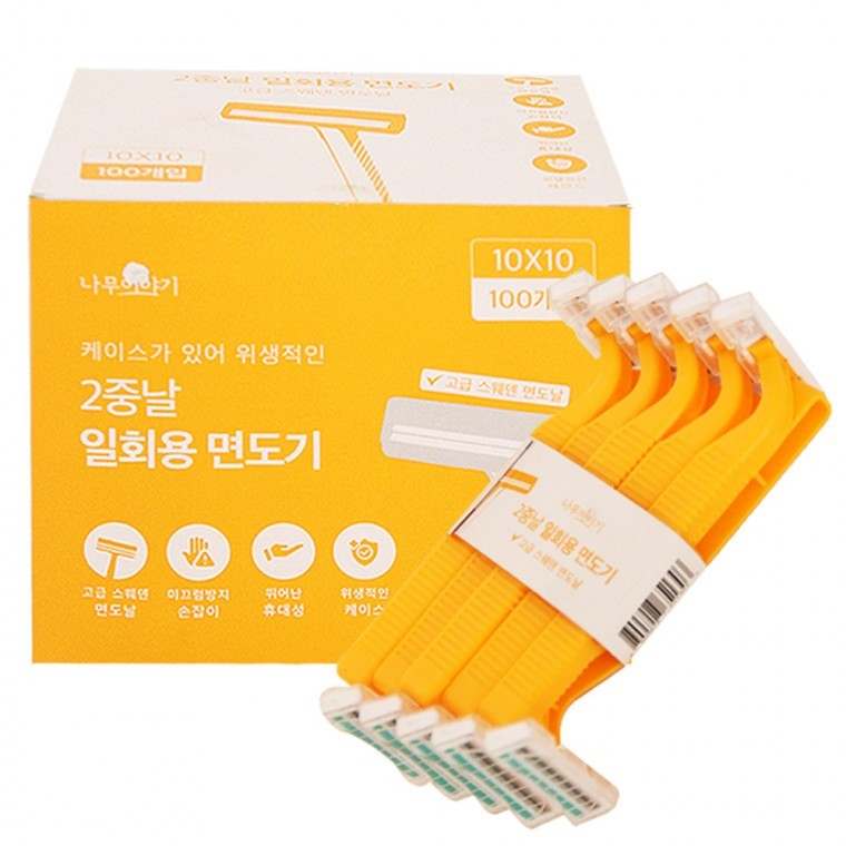 나무이야기 2중날 일회용면도기 100P - 상품 이미지