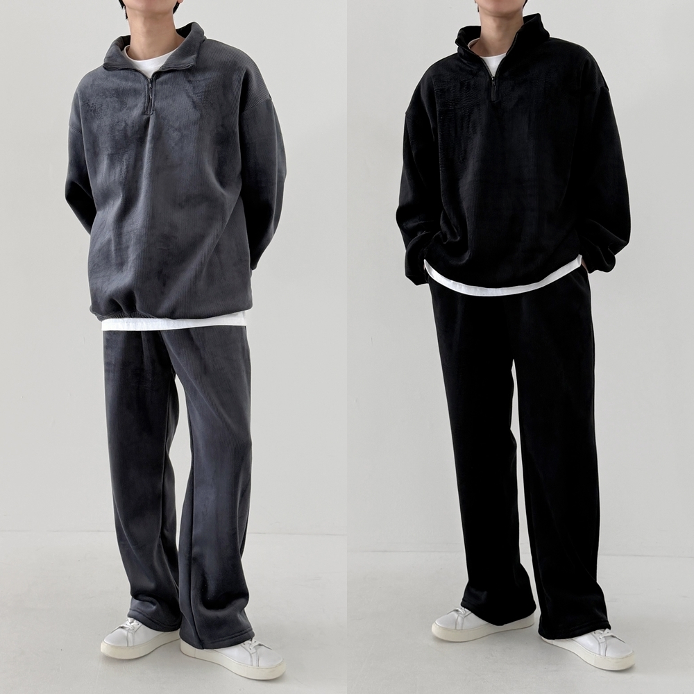 1+1 남자벨벳트레이닝 남자기모트레이닝세트 겨울런닝복 제품 이미지
